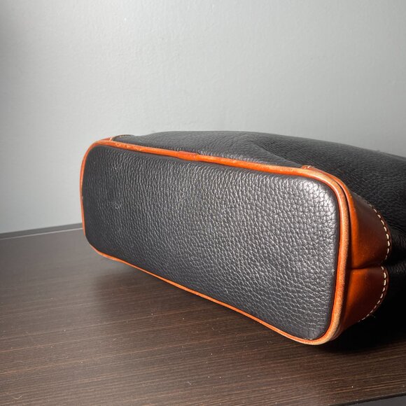 Dooney & Bourke Pebble Leather Satchel Black & Brown Trim - Picture 4 of 10